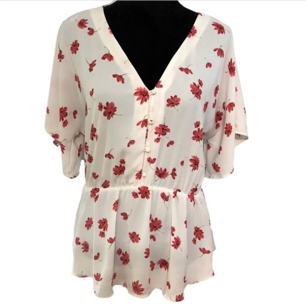 SIENNA SKY Pink Floral Peplum Blouse